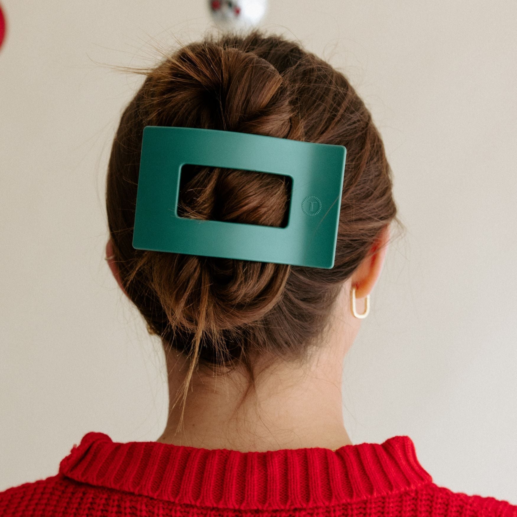 Large Flat Rectangle Hair Clip in Fir Real Green