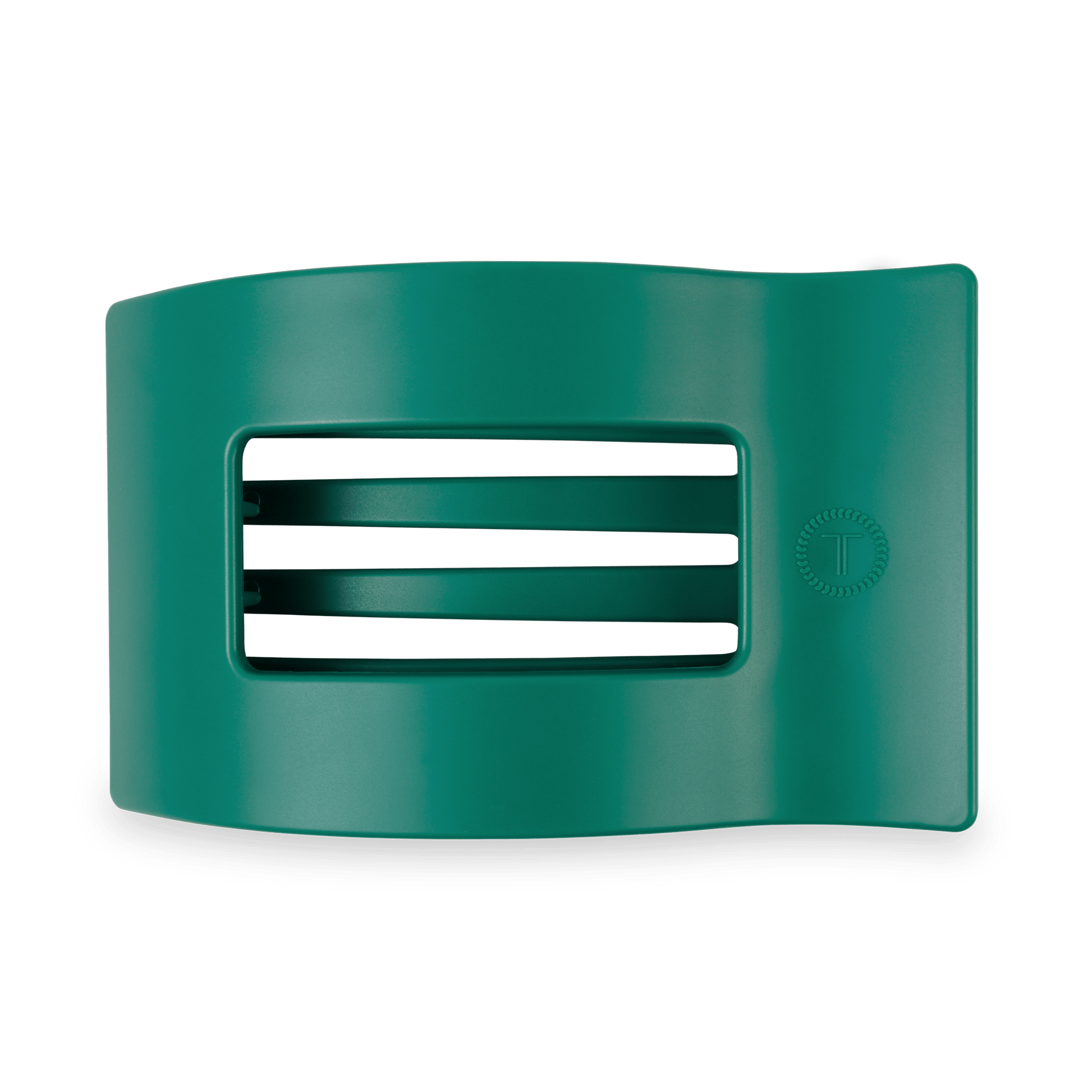 Large flat rectangular hair clip in a deep Fir Real green color.