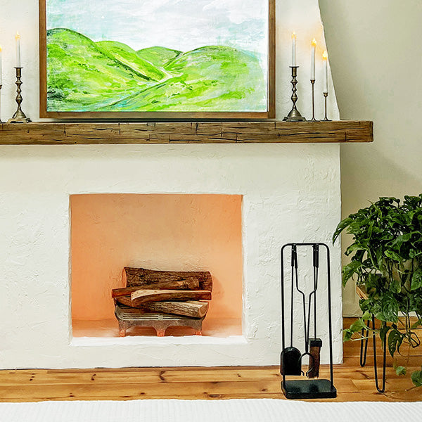 Black Iron Fireplace Tool Set with Shovel Brush Tongs