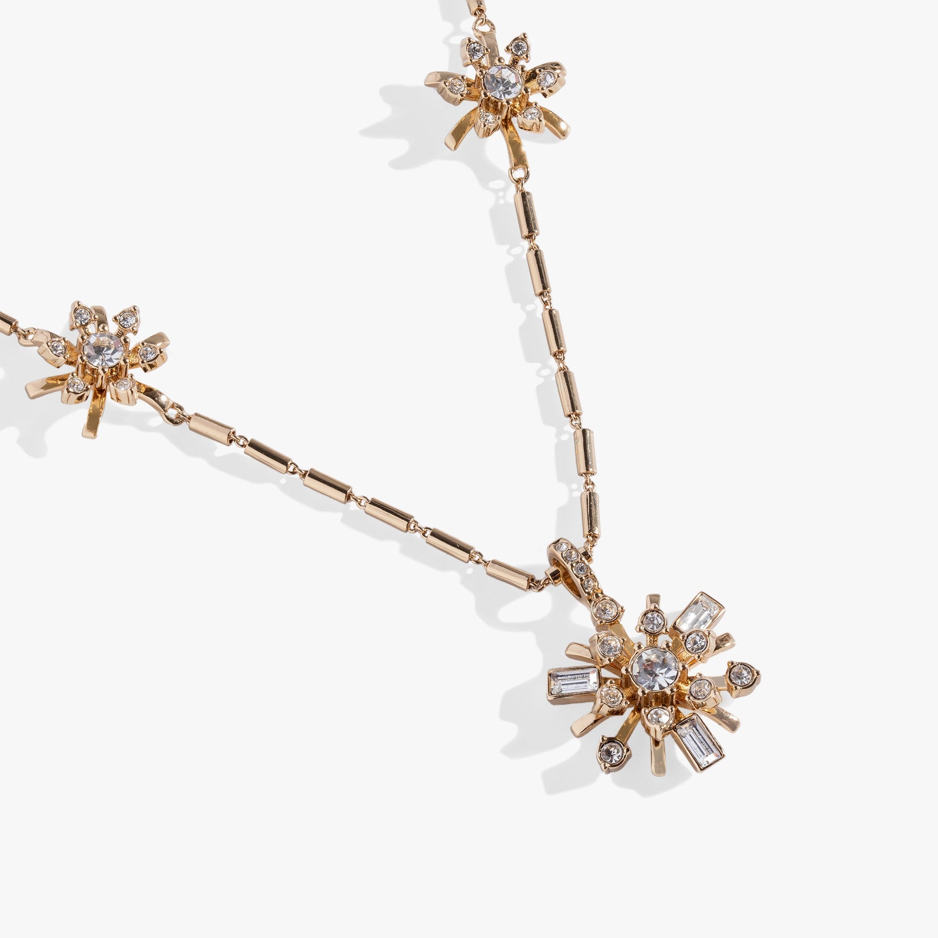 Festive Sparkle Crystal Starburst Inline Pendant Necklace