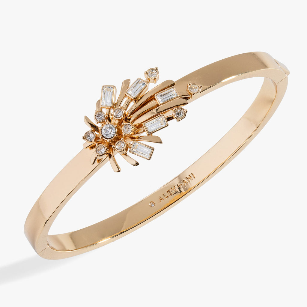 Festive Sparkle Hinge Bangle with Starburst and Clear Crystals