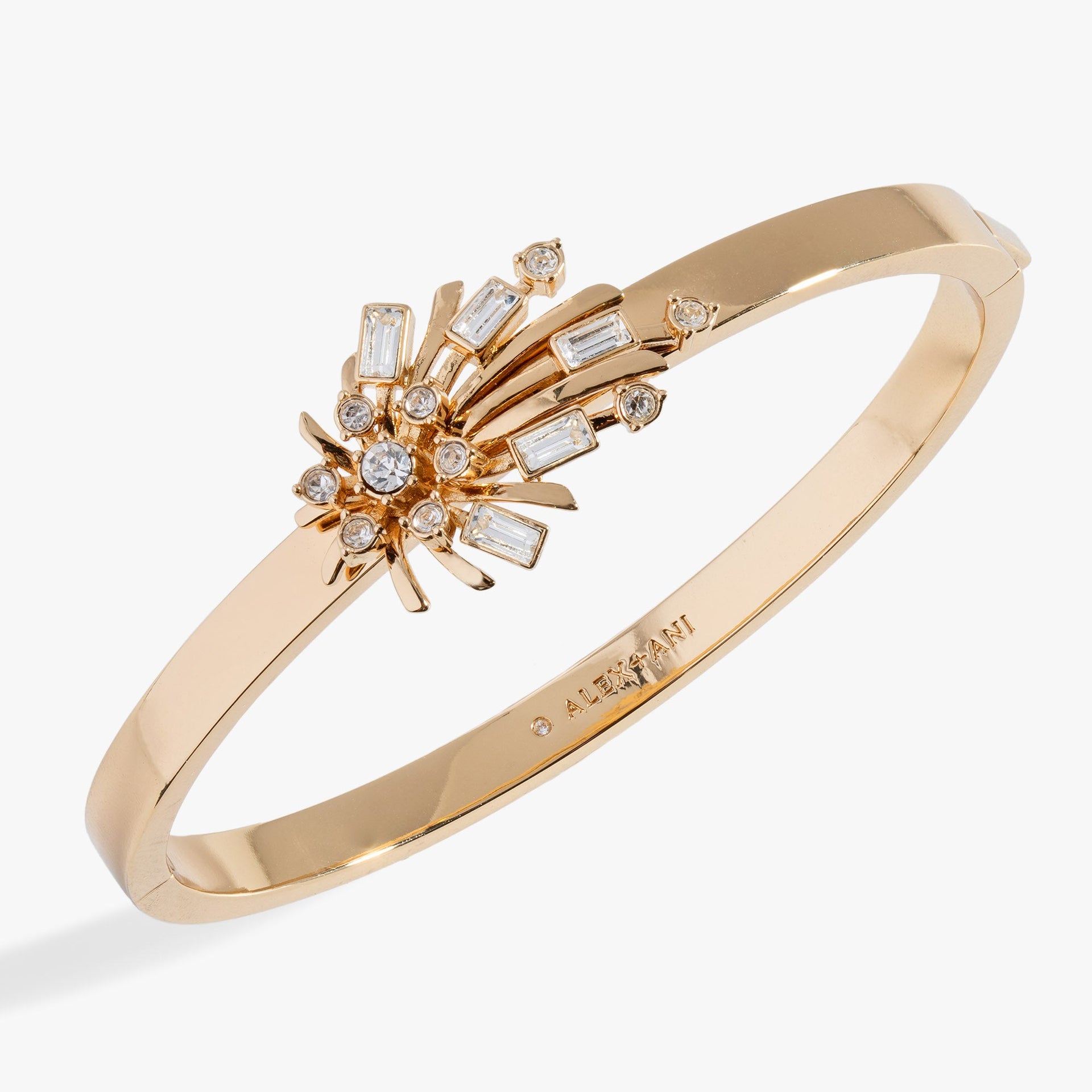 Festive Sparkle Hinge Bangle with Starburst and Clear Crystals
