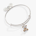Baby's First Christmas expandable wire bangle bracelet with a two-tone teddy bear charm.