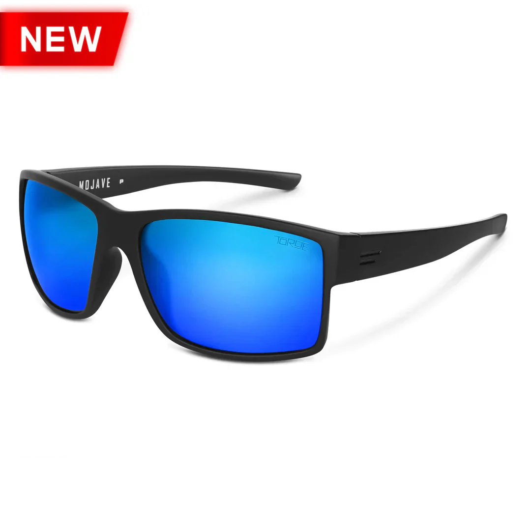 Stylish blue mirrored polarized sunglasses for kids, ideal for fishing and outdoor activities.