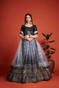 Black heavy chinon lehenga choli with detailed sequins embroidery