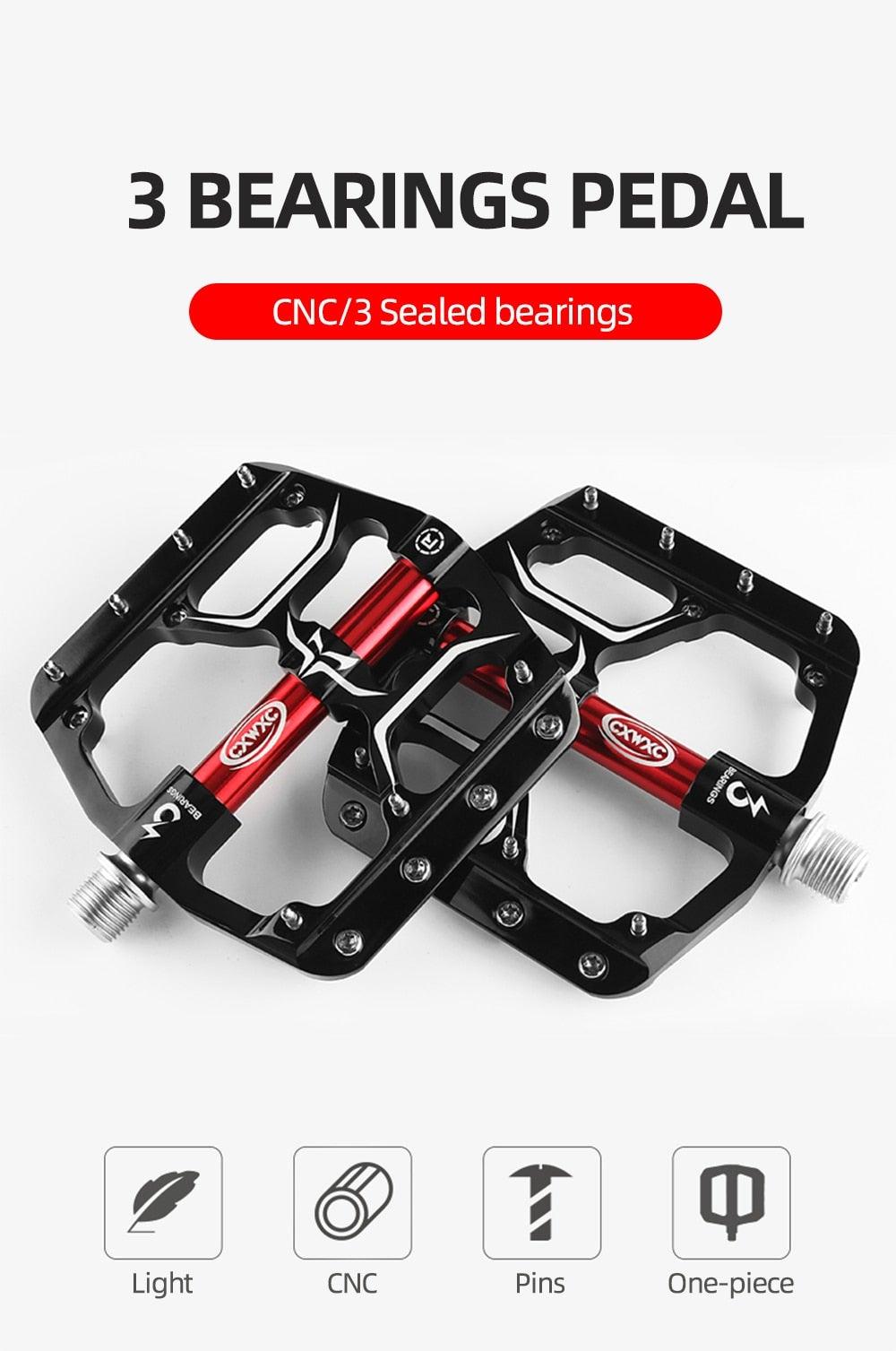 CXWXC Wide Platform Flat Bike Pedals, Aluminum Sealed Bearings