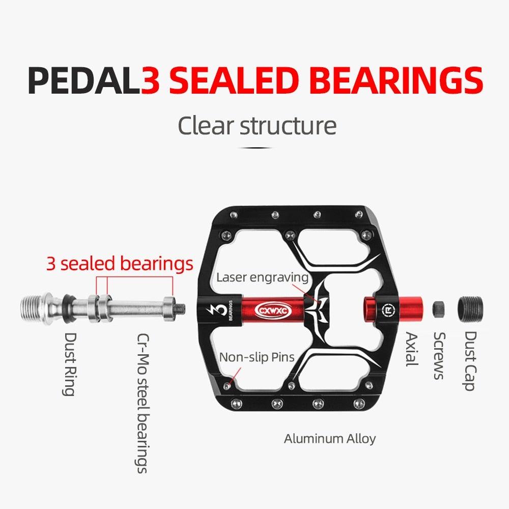 CXWXC Wide Platform Flat Bike Pedals, Aluminum Sealed Bearings