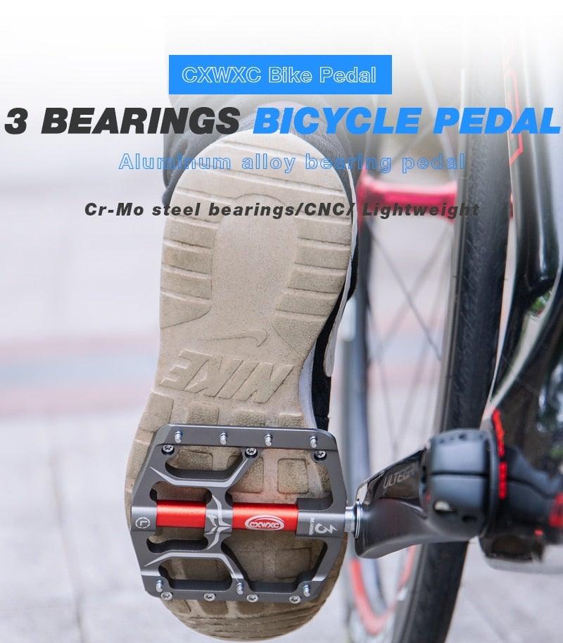 Aluminum Mountain Bike Flat Pedals with 3 Sealed Bearings