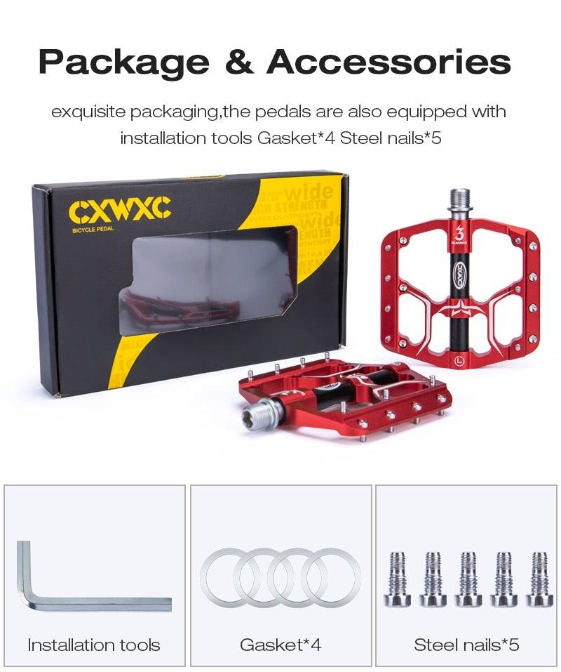 Aluminum Mountain Bike Flat Pedals with 3 Sealed Bearings