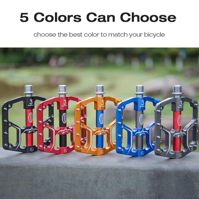Aluminum Mountain Bike Flat Pedals with 3 Sealed Bearings