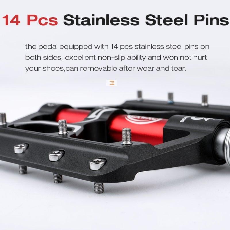 Aluminum Mountain Bike Flat Pedals with 3 Sealed Bearings