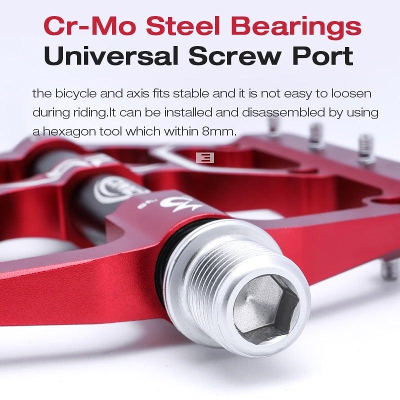 Aluminum Mountain Bike Flat Pedals with 3 Sealed Bearings