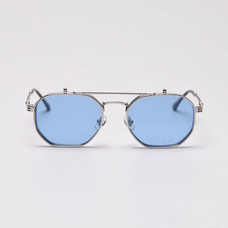 Polarized Hexagonal Polygon Flip-Up Sunglasses Vintage Style