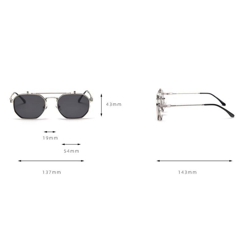 Polarized Hexagonal Polygon Flip-Up Sunglasses Vintage Style