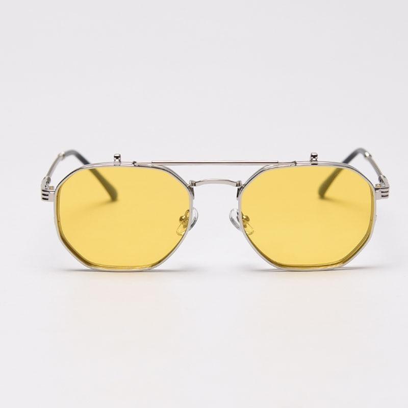 Polarized Hexagonal Polygon Flip-Up Sunglasses Vintage Style