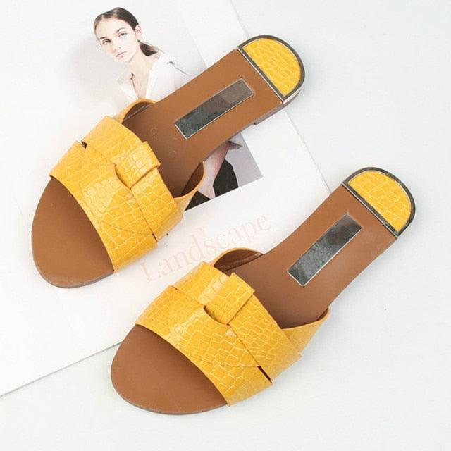 Elegant Leather Flat Sandals: Comfortable Slip-On Loafers