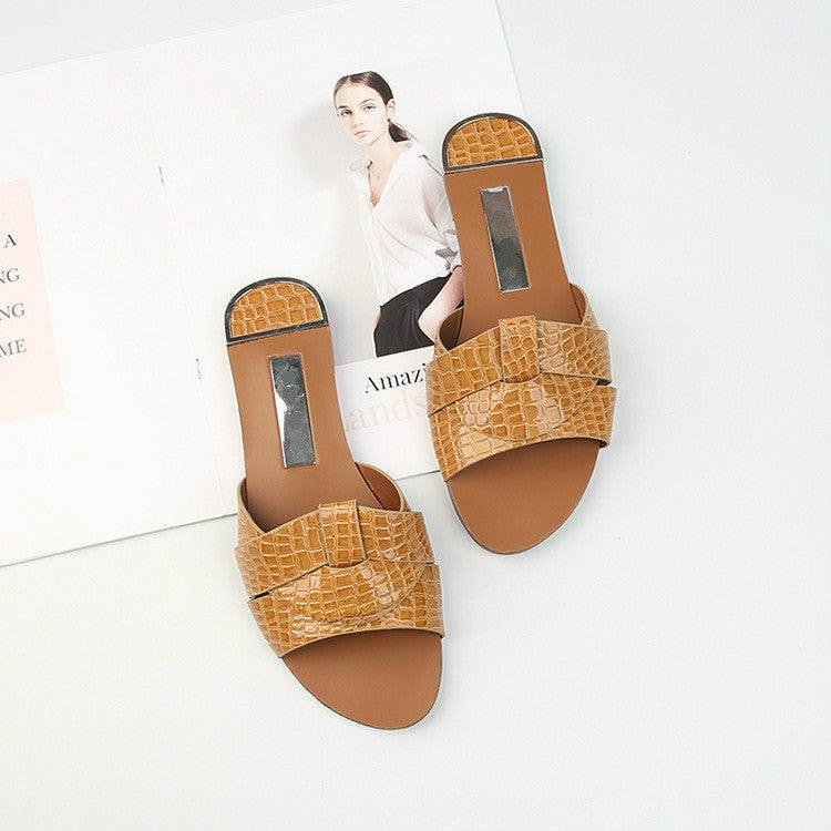 Elegant Leather Flat Sandals: Comfortable Slip-On Loafers