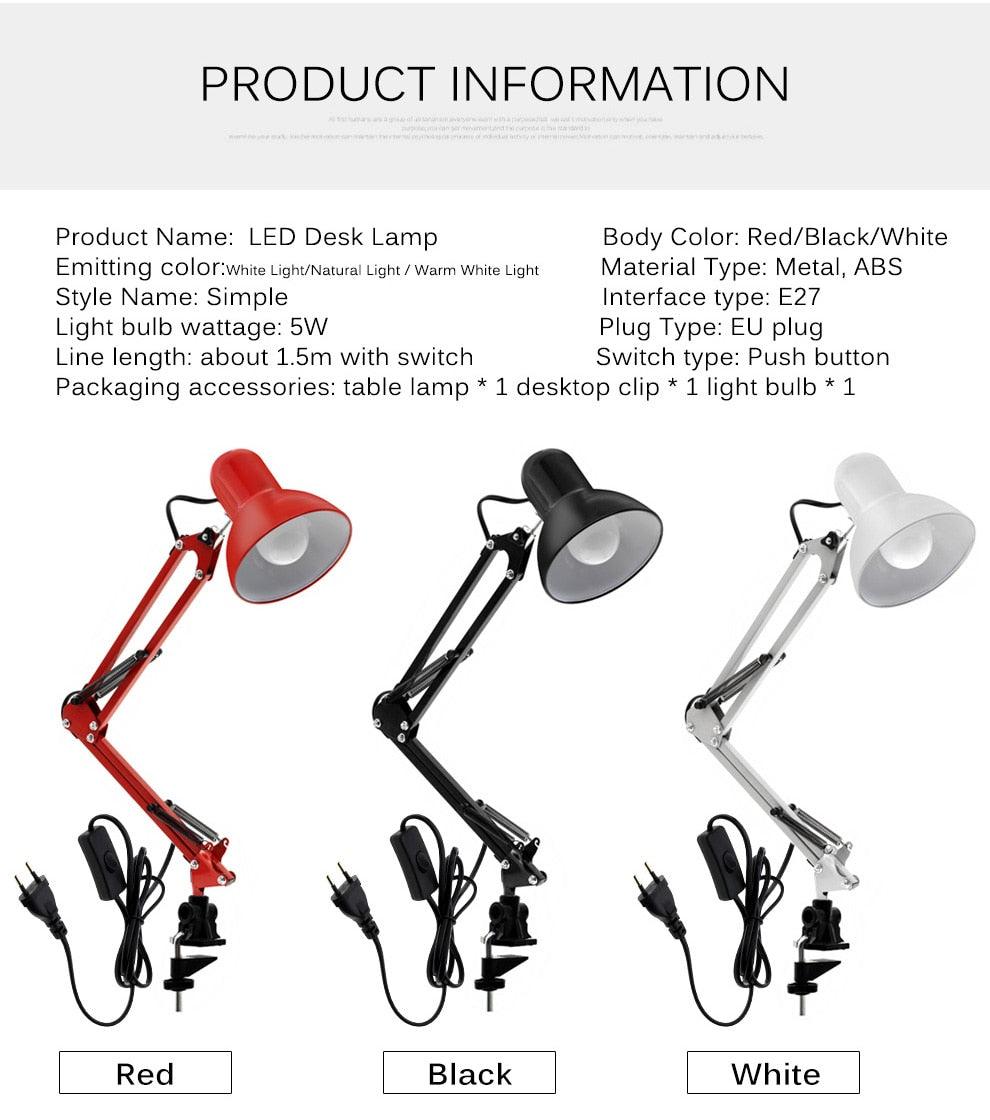 Modern Industrial Metal Architect Desk Lamp - Adjustable Reading Light