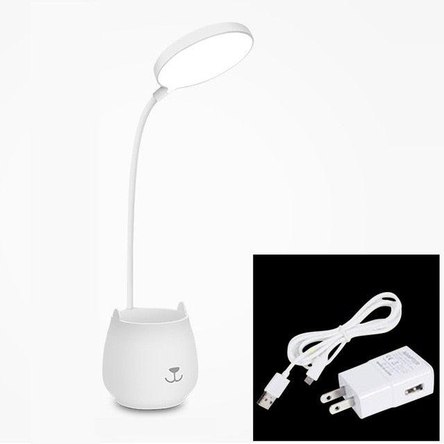 Modern Dimmable LED Table Lamp with Pen Holder and Flexible Arm
