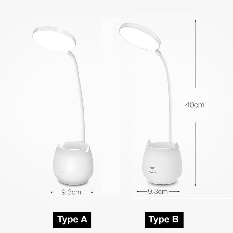 Modern Dimmable LED Table Lamp with Pen Holder and Flexible Arm