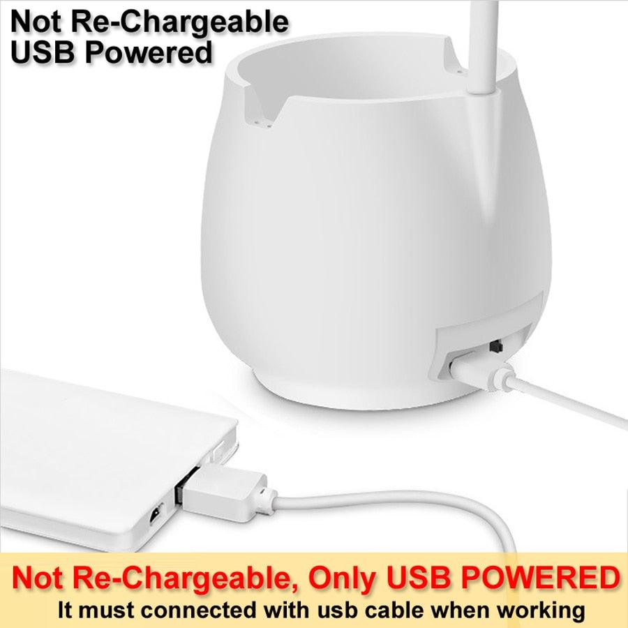 Modern Dimmable LED Table Lamp with Pen Holder and Flexible Arm