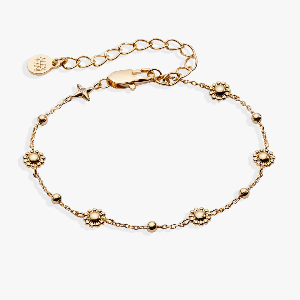 Floret Chain Bracelet with gold-plated finish and ball-textured station details
