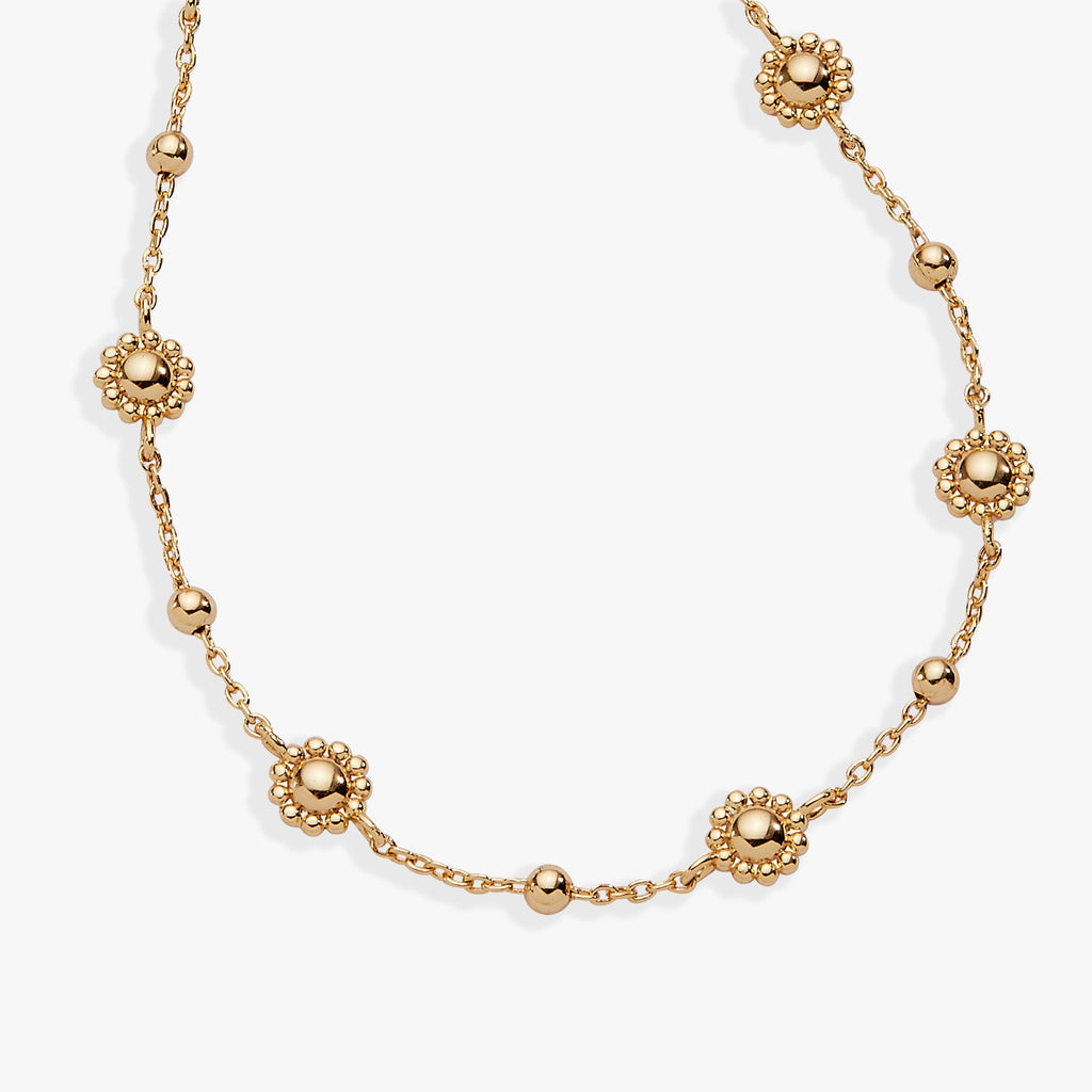 Floret Station Chain Bracelet in Gold-Plated Finish