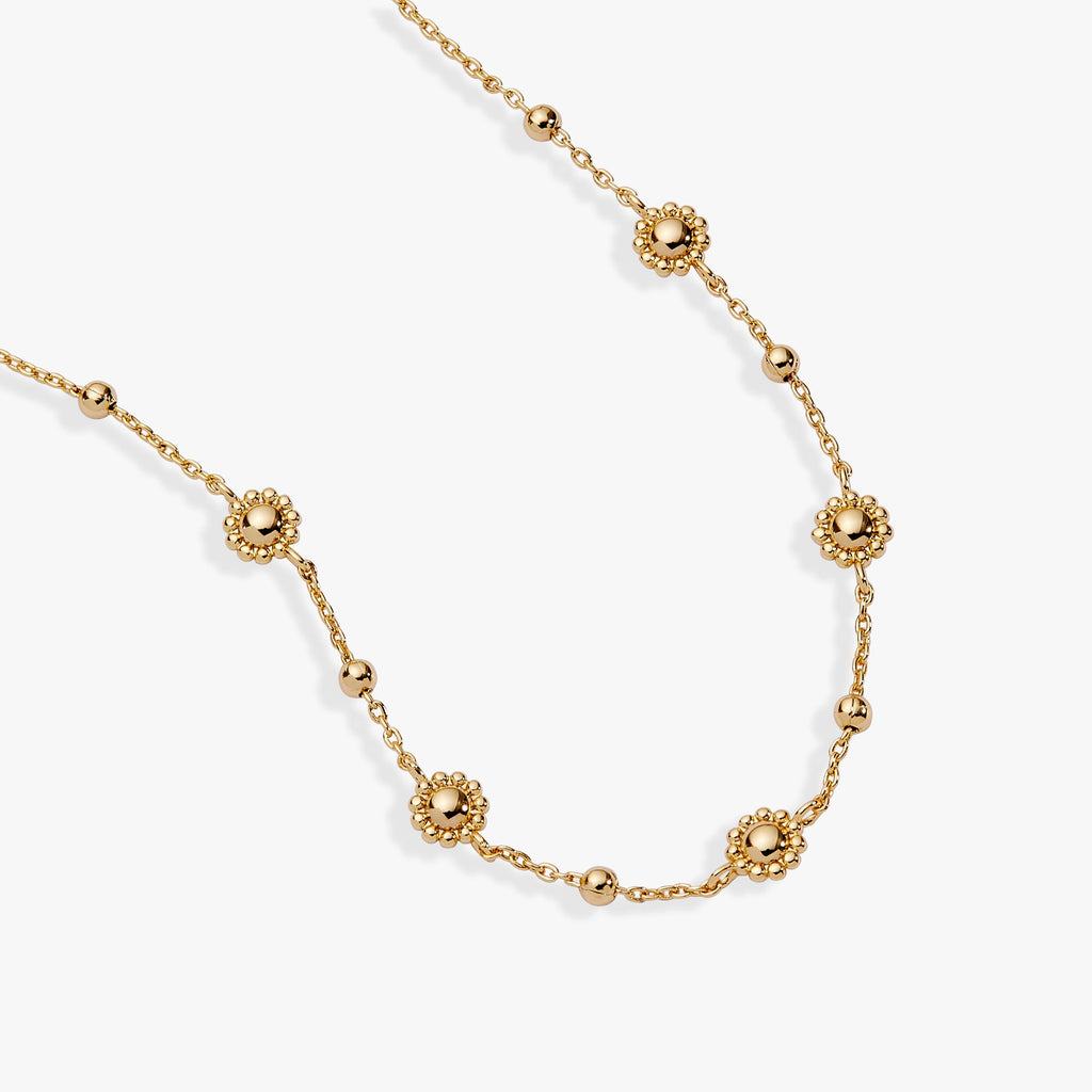 Floret Chain Necklace with Gold-Plated Textured Details