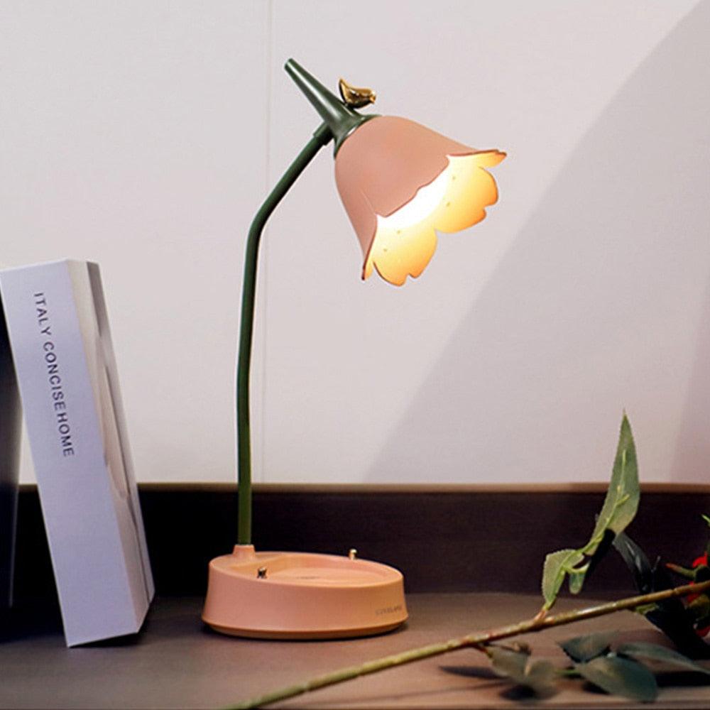 Cute Flower LED Touch Desk Lamp for Bedside Bedroom Decor