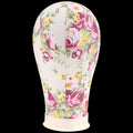 23-inch canvas wig styling head featuring a vibrant and intricate floral print pattern