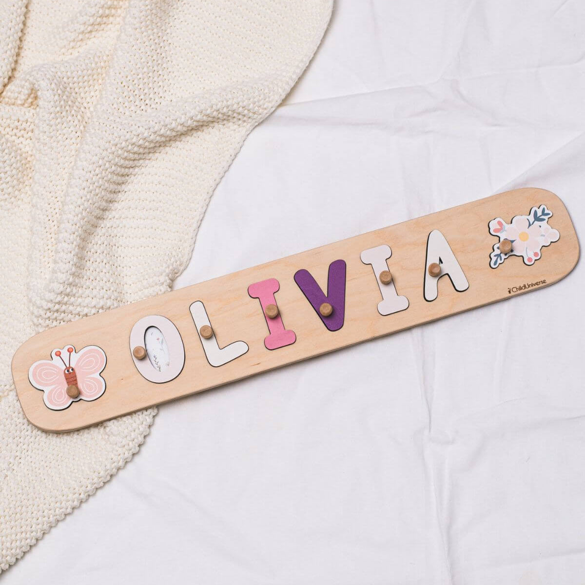 Personalized Wooden Name Puzzle with Butterfly for Kids