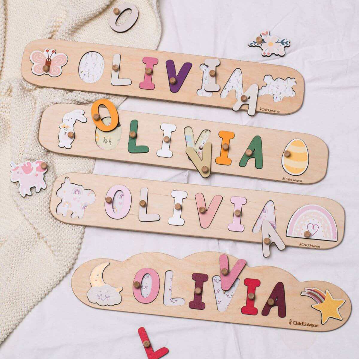 Personalized Wooden Name Puzzle with Butterfly for Kids