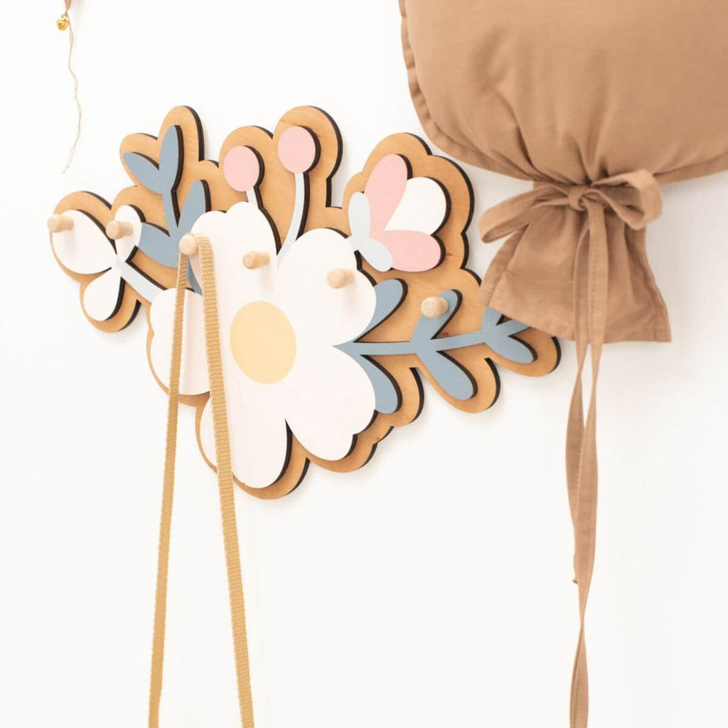 Decorative Flower Wall Hooks for Nursery and Kids Room Decor