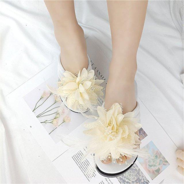 Floral Platform Flip Flops - Women's Summer Slide Beach Sandals