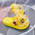 Floral Platform Flip Flops - Women's Summer Slide Beach Sandals
