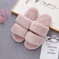 Women’s Faux Fur Cross-Strap Indoor Slides with Memory Foam