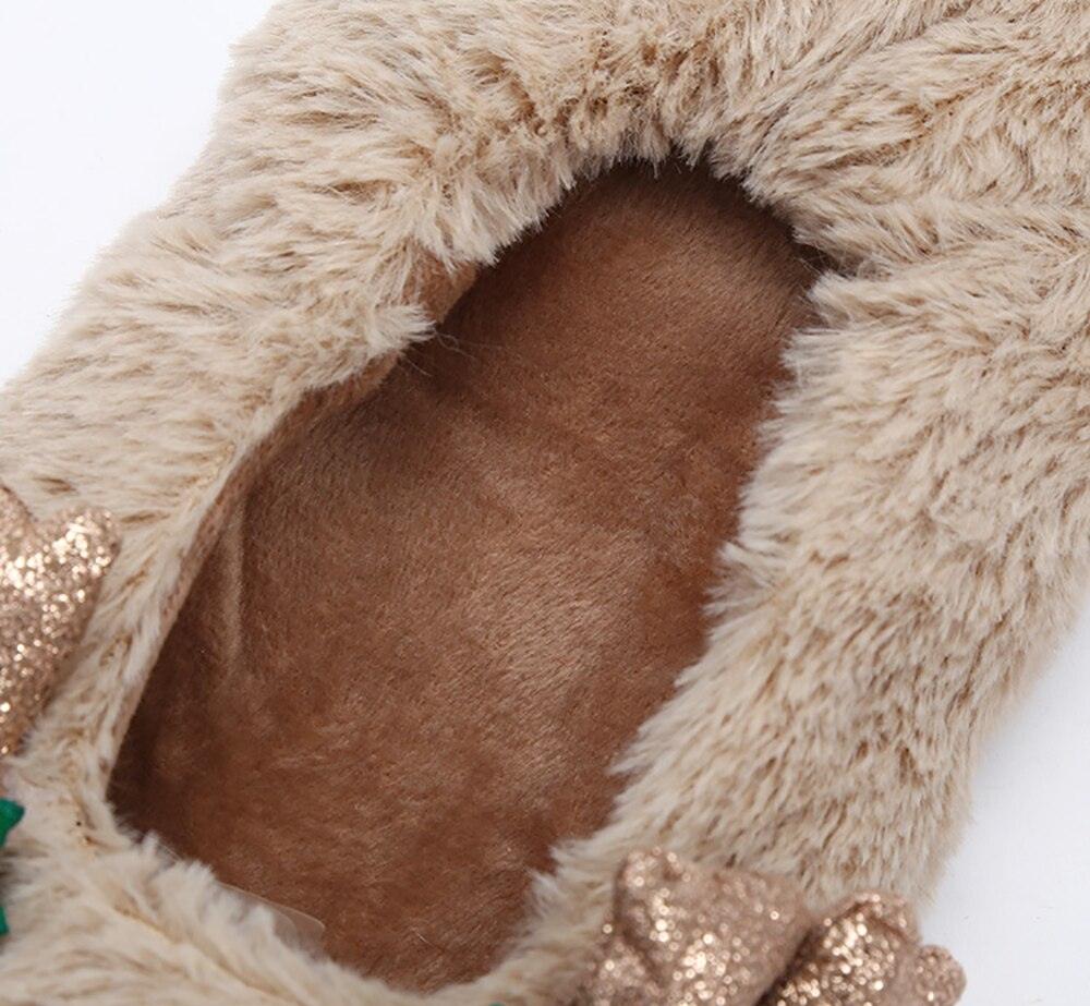 Women's Fuzzy Christmas Slippers, Memory Foam House Shoes