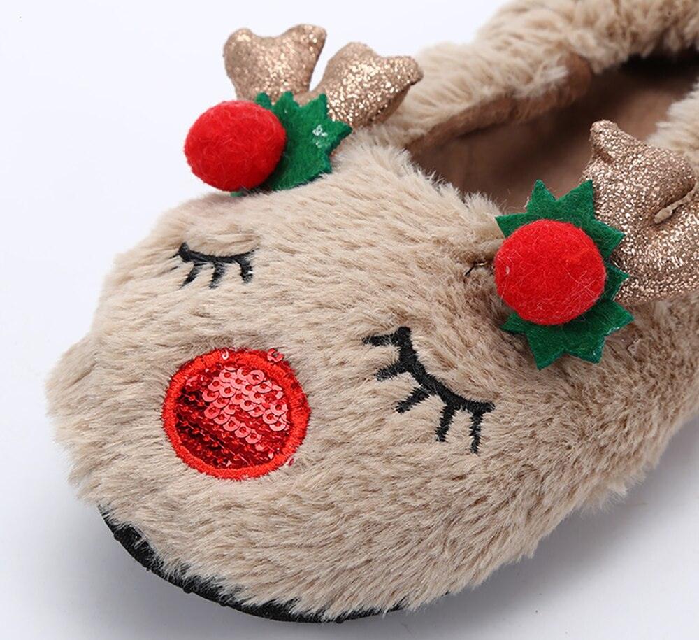Women's Fuzzy Christmas Slippers, Memory Foam House Shoes