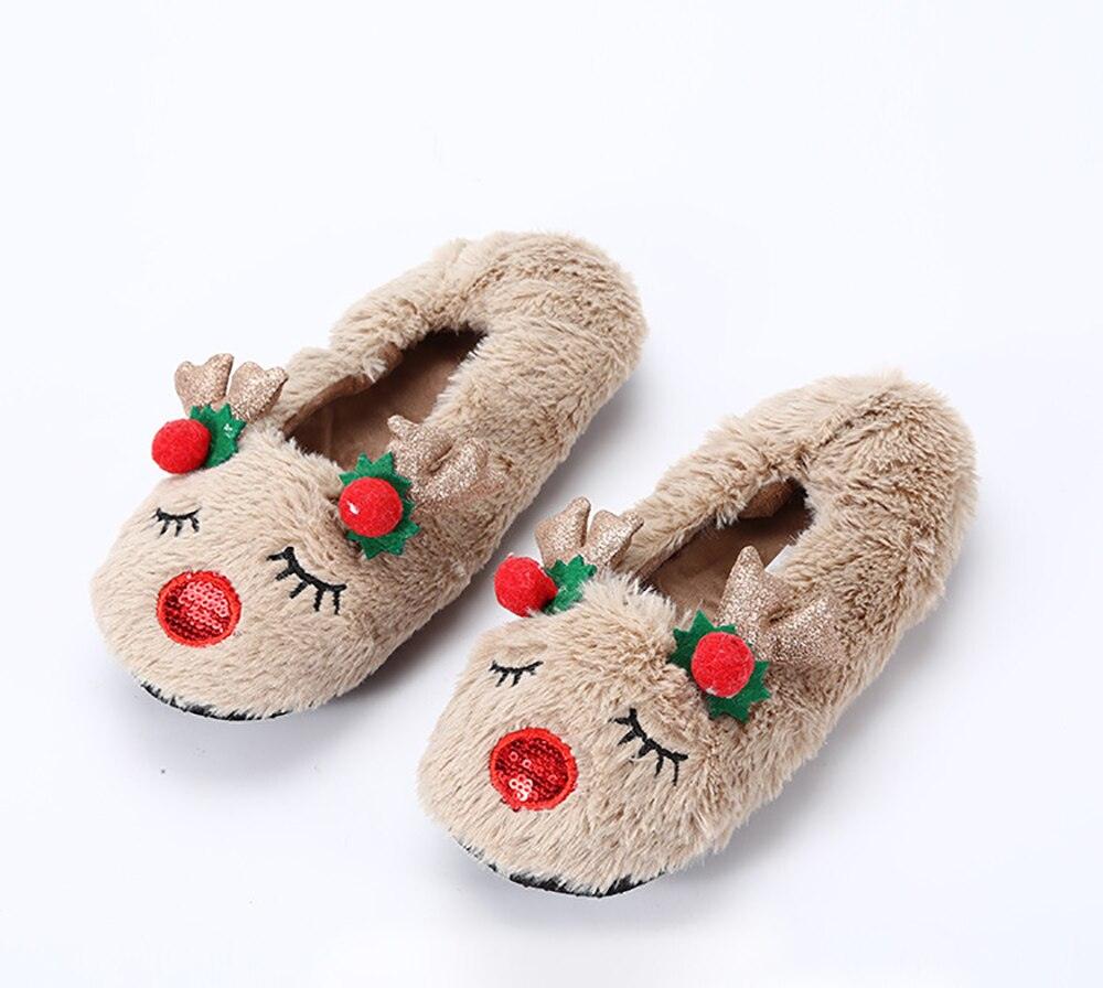 Women's Fuzzy Christmas Slippers, Memory Foam House Shoes
