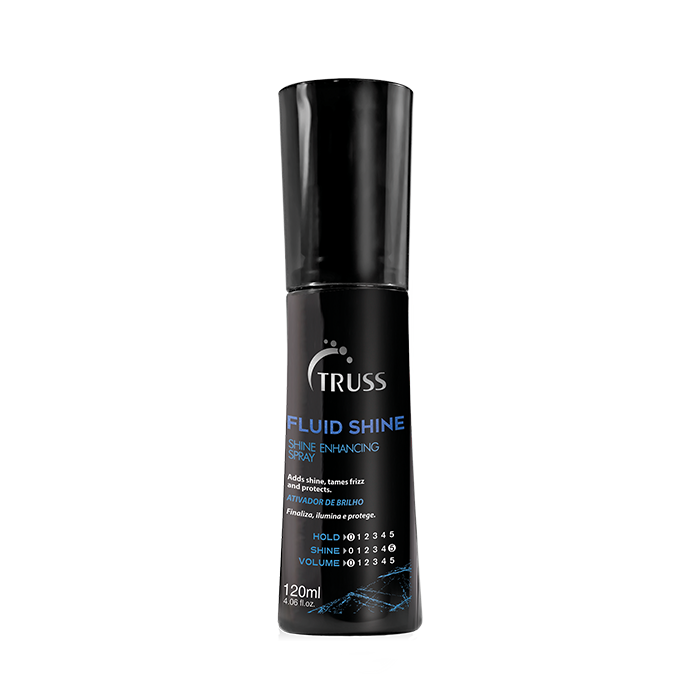Truss Fluid Shine Spray bottle, a professional hair shine enhancer and anti-frizz mist