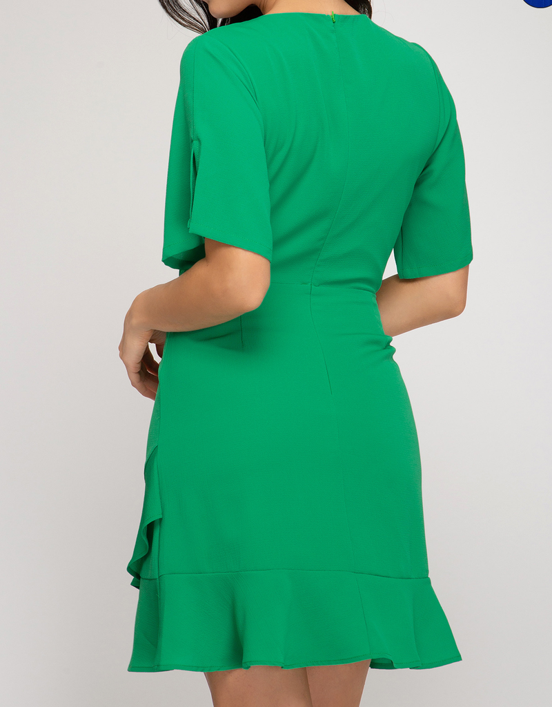 Flutter Sleeve Woven Mini Dress in Lightweight Fabric