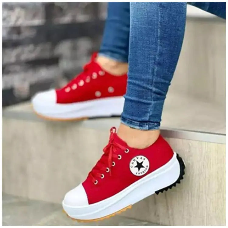 Women's High Top Canvas Sneakers with Unique T-Strap Detail - Image 38