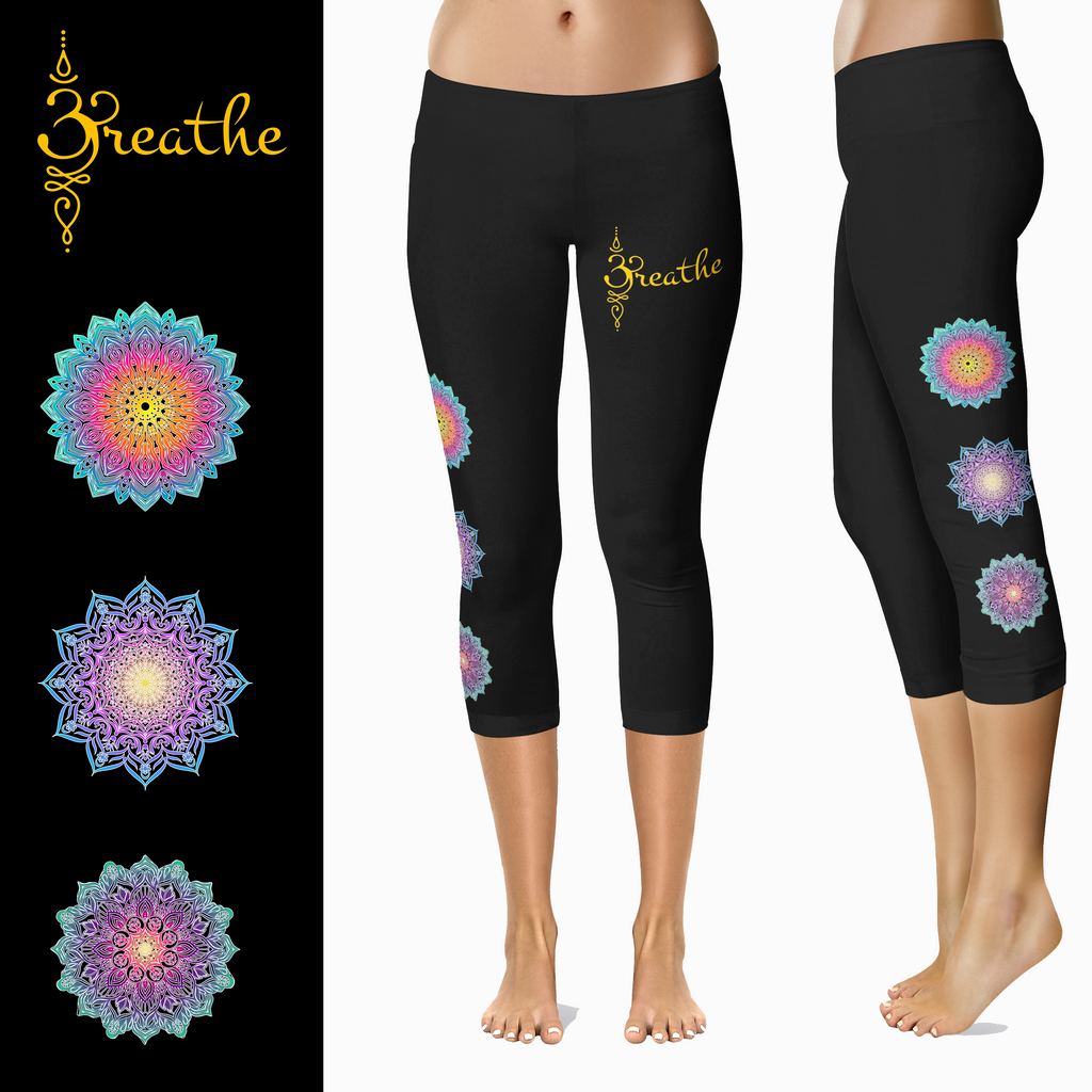 Wiccan Magick Print Leggings with Pockets in Black - Image 3