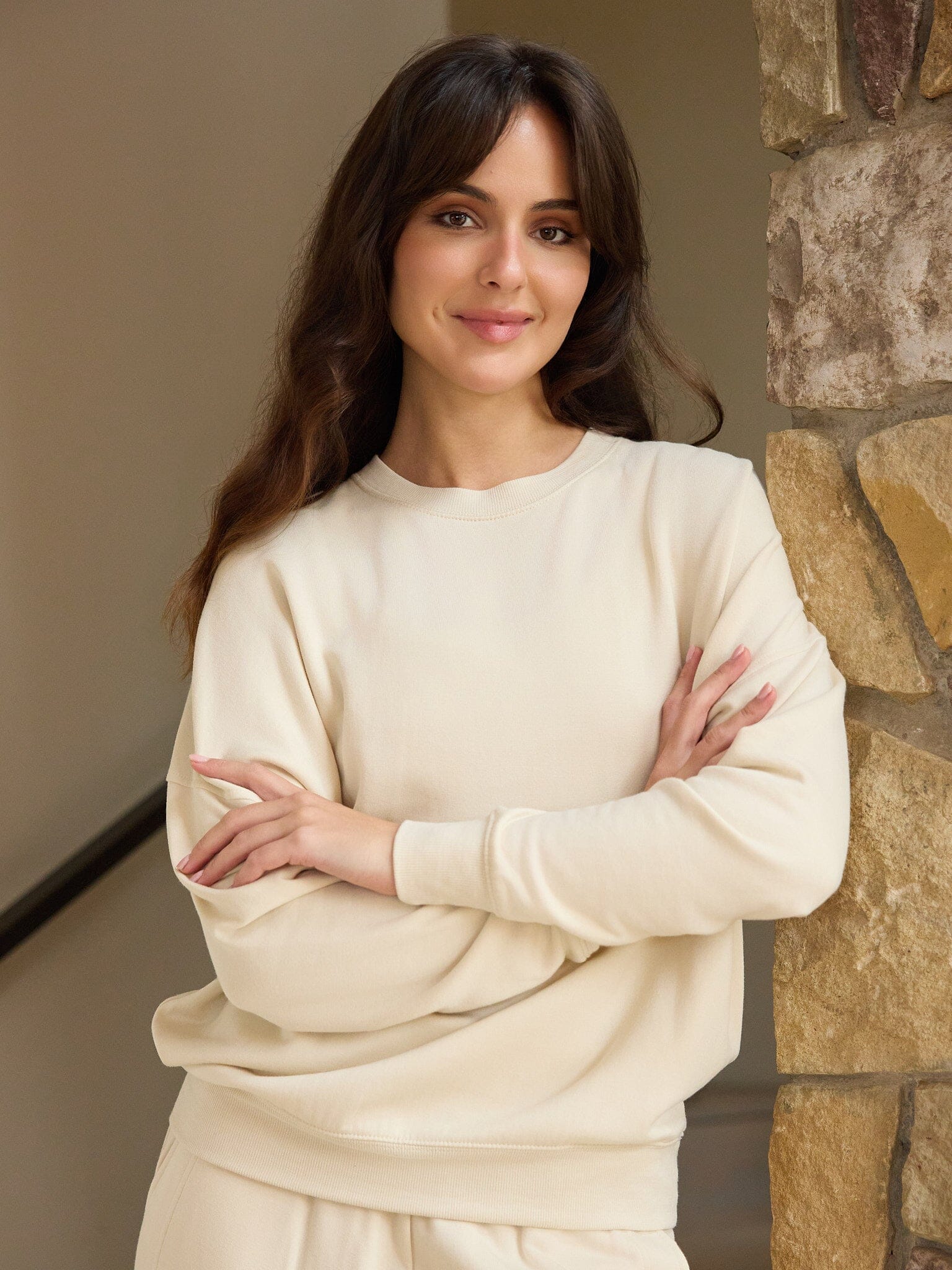 Core Feather Fleece Sweatshirt in Cream
