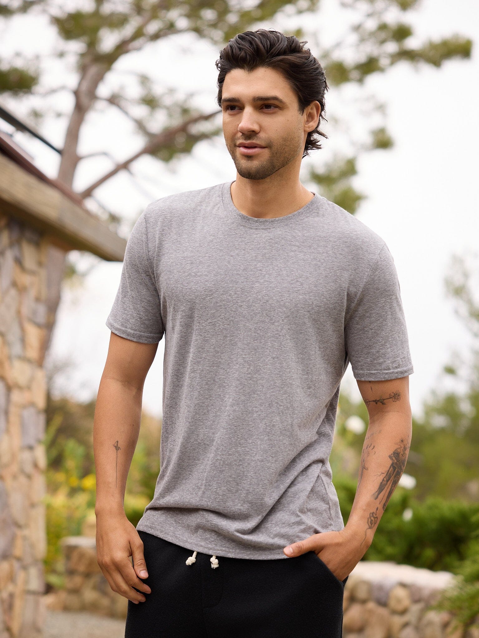Men's Essential Triblend Jersey Crew Neck T-Shirt