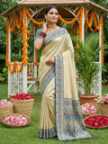 Elegant Navy Blue Soft Silk Saree with matching blouse piece