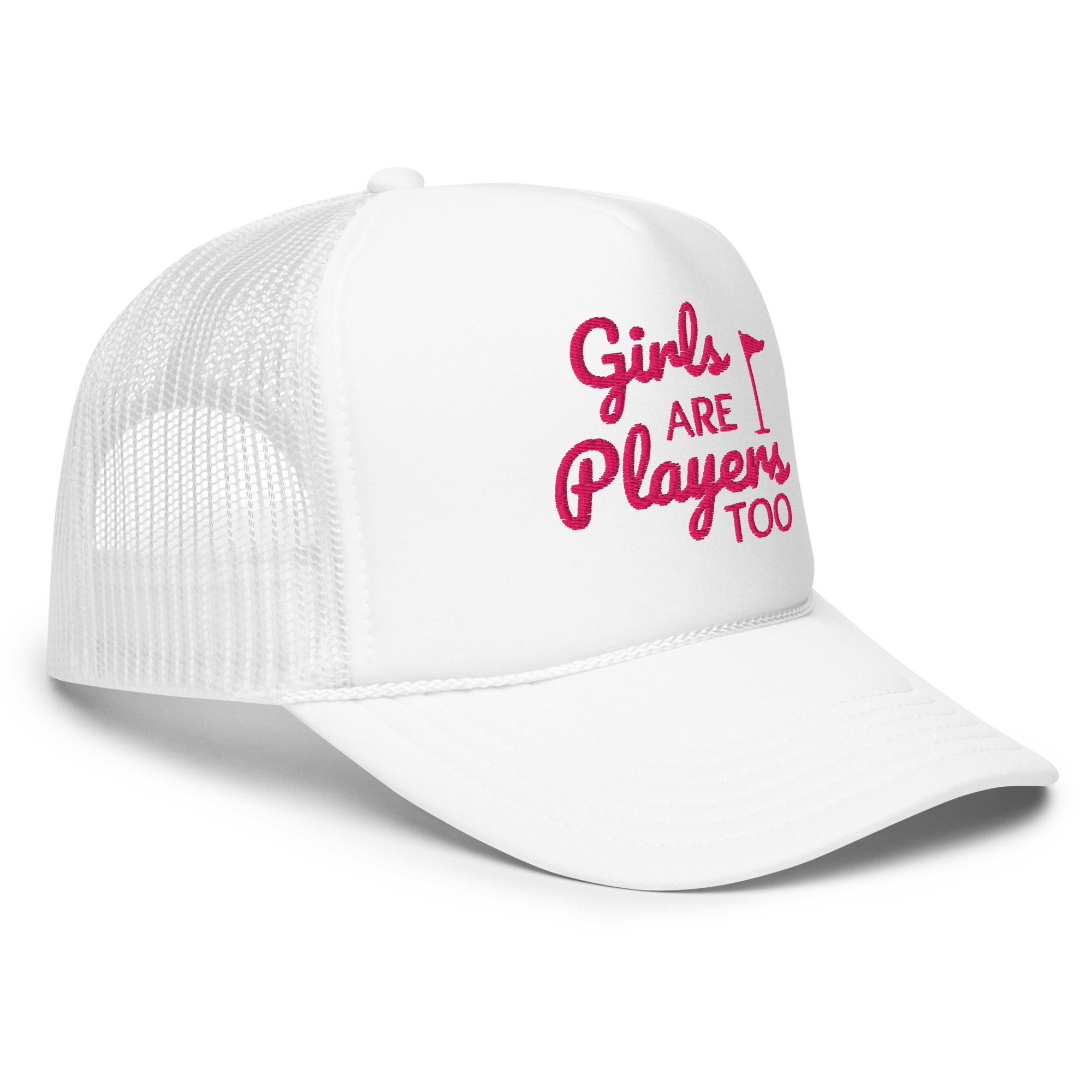 Girls Are Players, Too Embroidered Golf Trucker Hat