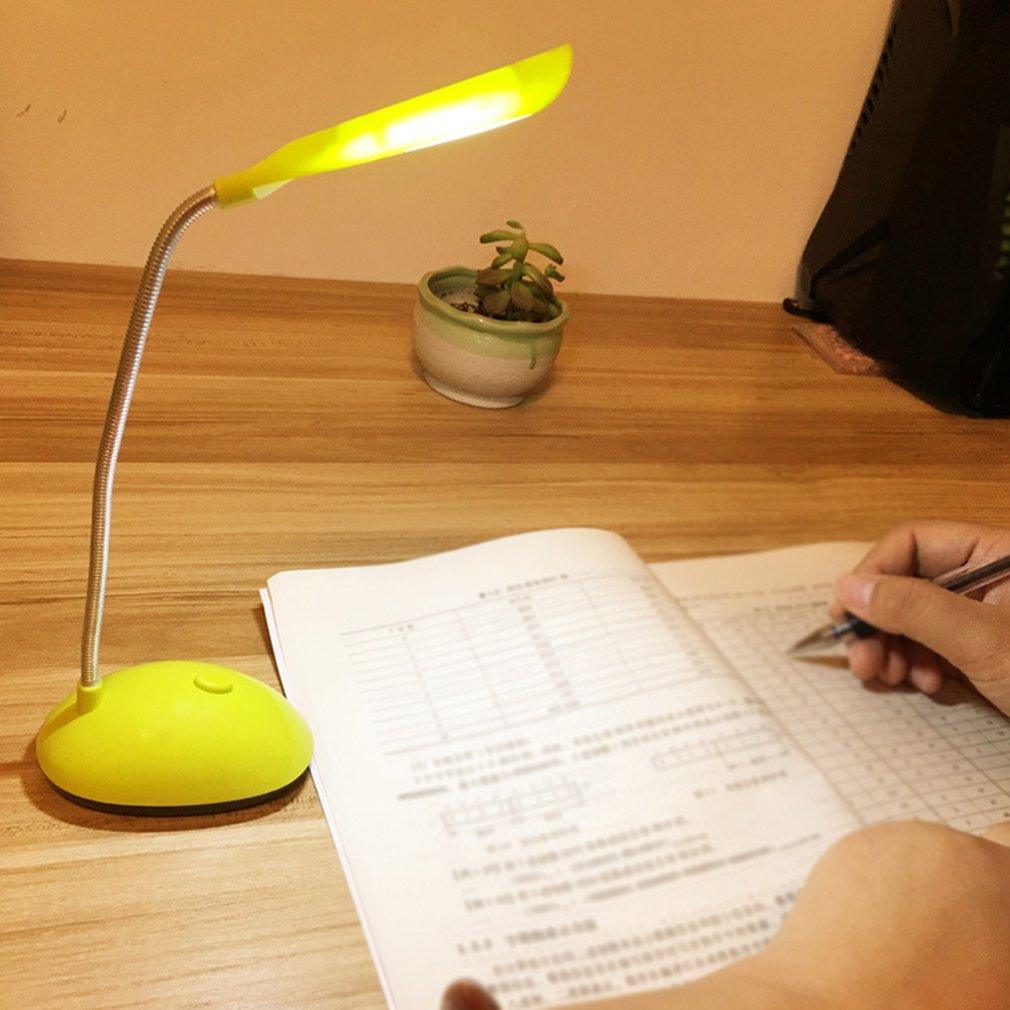 Foldable and portable LED desk lamp in blue, pink, and green for student study areas.