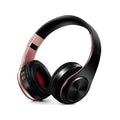 Blue and White Folding Wireless Stereo Headphones with Built-in Mic