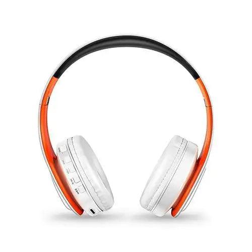 Blue and White Folding Wireless Stereo Headphones with Built-in Mic
